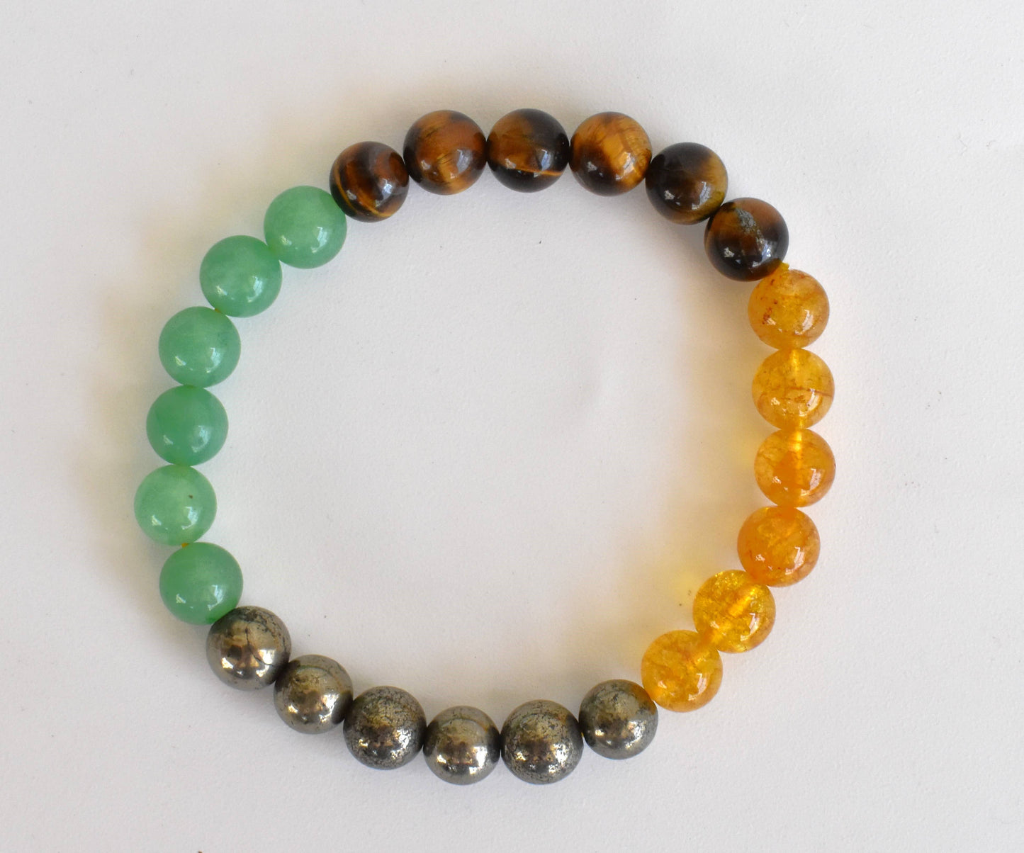 Multicolored beaded bracelet on a white background