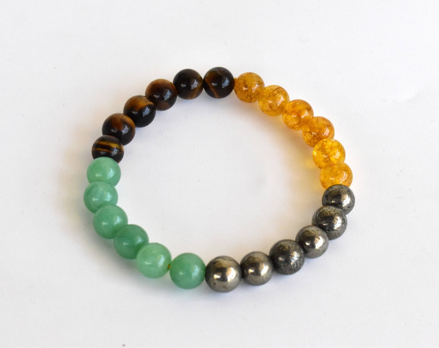 Abundance healing stone bracelet with pyrite and tiger's eye detail