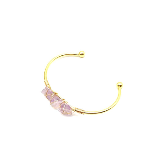Handmade braided bracelet with natural gemstone crystals