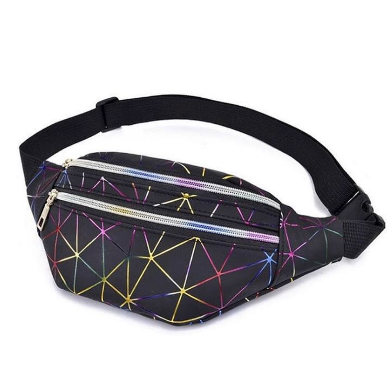 Starlight prism waist bag side view showing strap and zipper