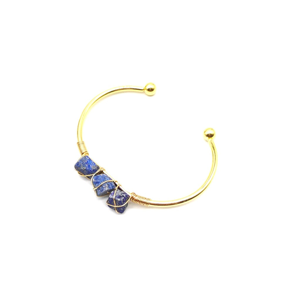 Handmade braided bracelet with [color] natural gemstone crystals