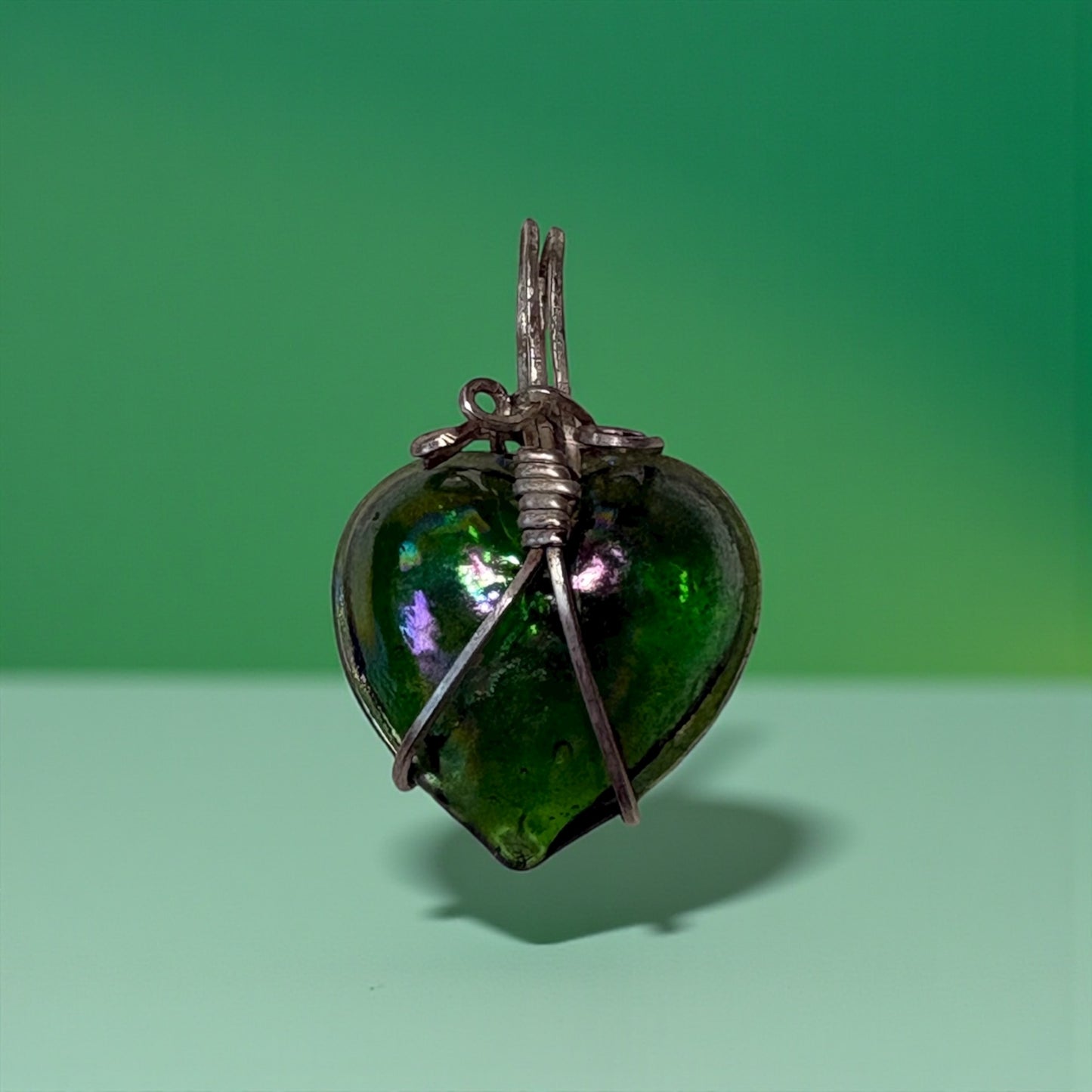 Celestial Heart of the Aurora Pendant | Iridescent Glass Necklace | Rated Shop PG