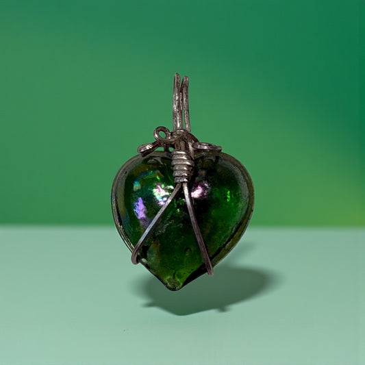 Celestial Heart of the Aurora Pendant | Iridescent Glass Necklace | Rated Shop PG