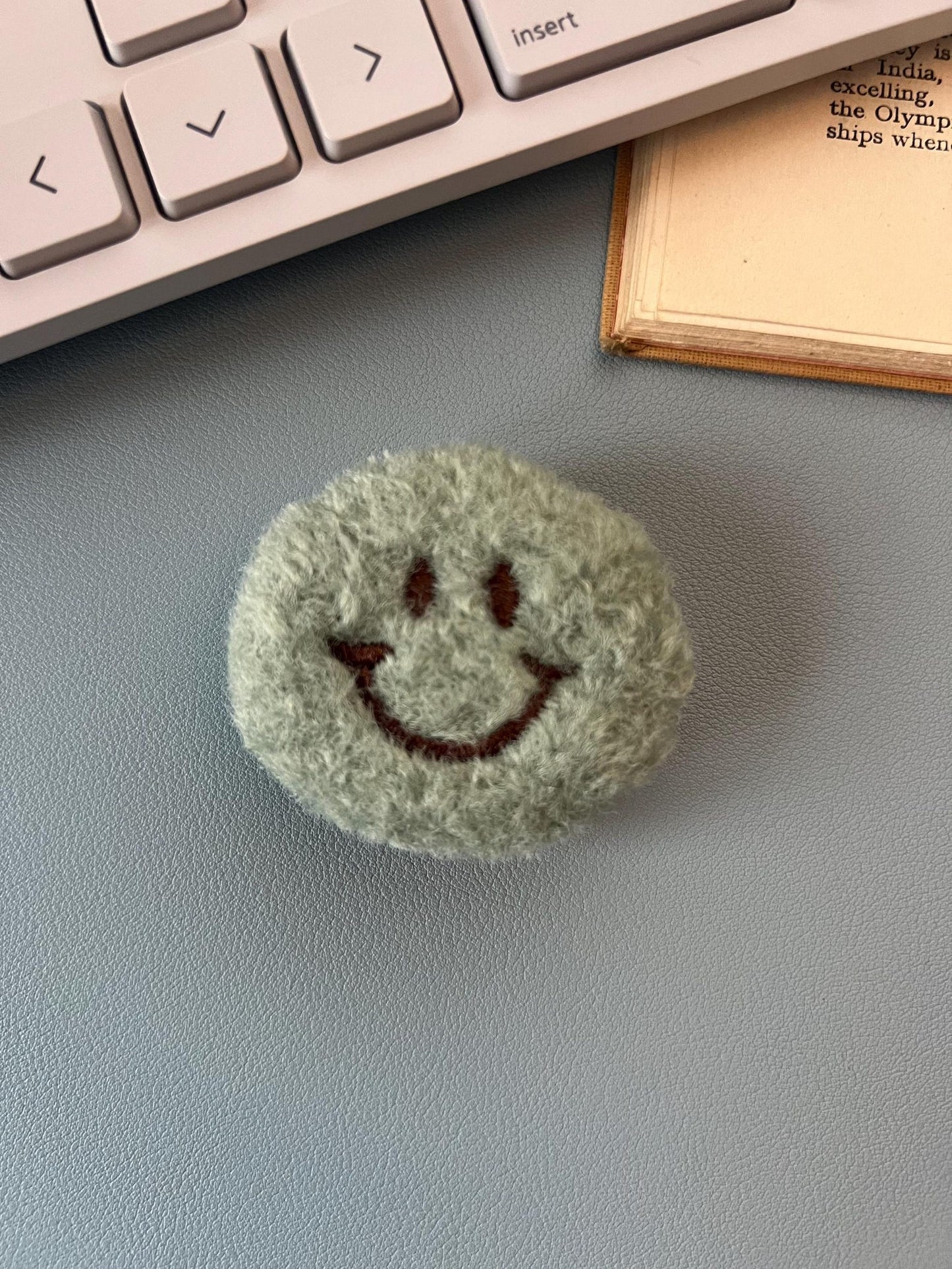 Plush smiley phone grip variation green
