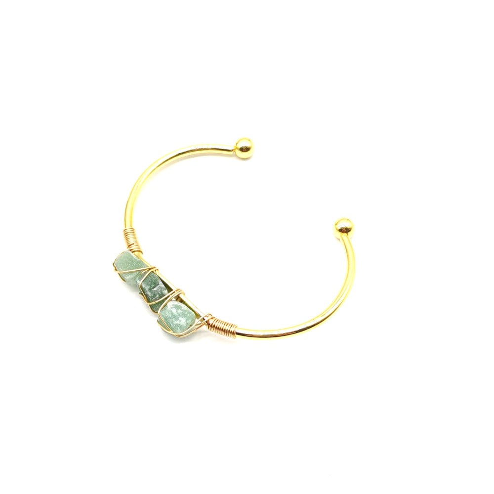 Handmade braided bracelet with [color] natural gemstone crystals